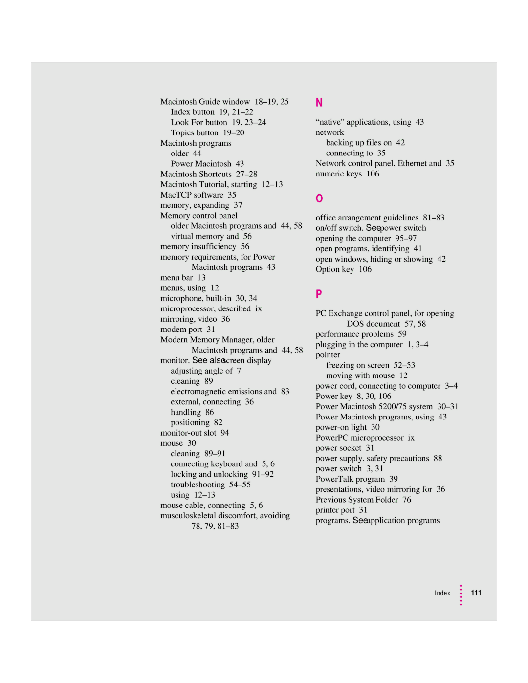 Apple 5200 LC, 75 LC manual Index 