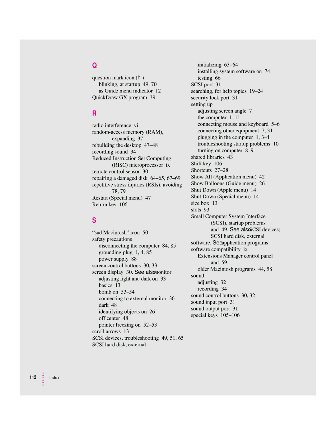 Apple 75 LC, 5200 LC manual Index 