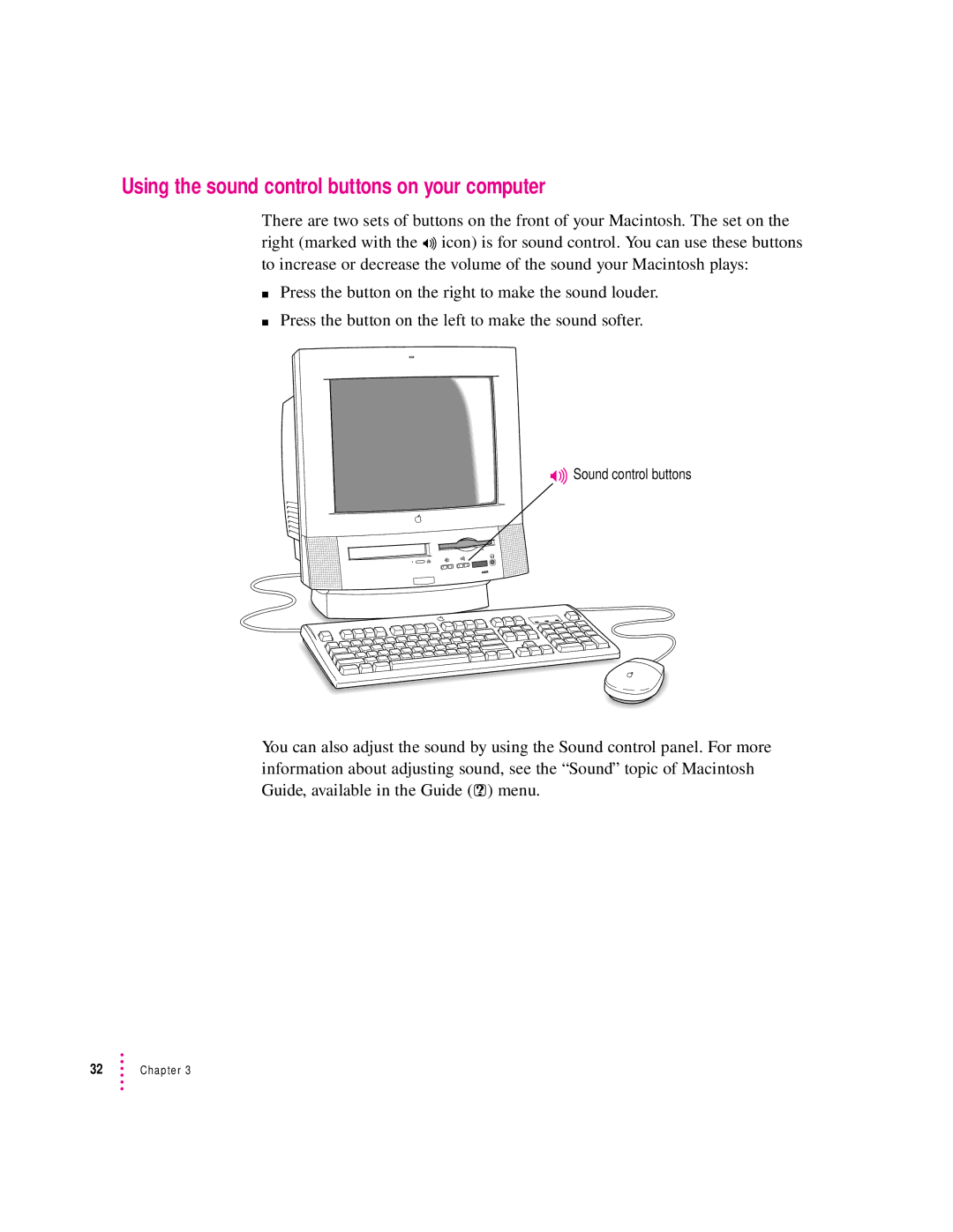 Apple 75 LC, 5200 LC manual Using the sound control buttons on your computer 