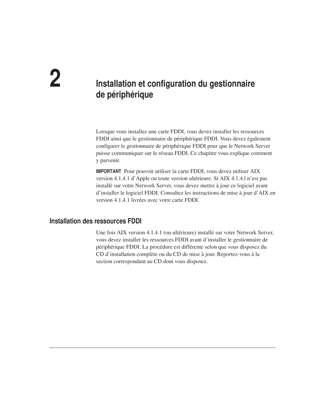 Apple 7600 Series manual De périphérique, Installation et configuration du gestionnaire, Installation des ressources Fddi 