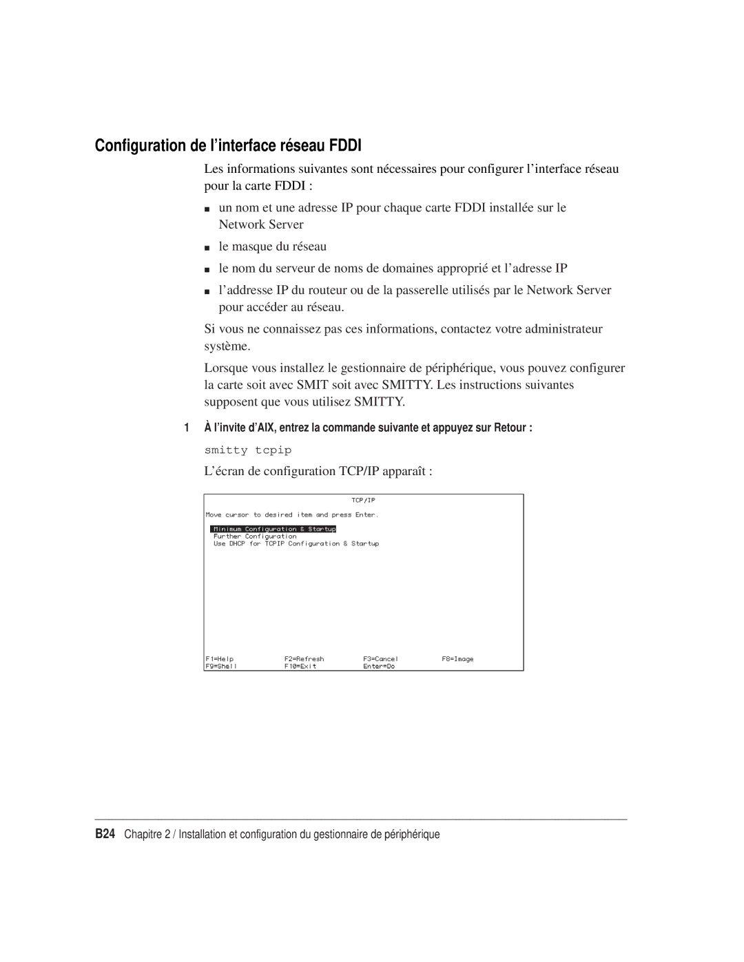 Apple 7600/200 Series, 7600 Series manual Configuration de l’interface réseau Fddi, ’écran de configuration TCP/IP apparaît 