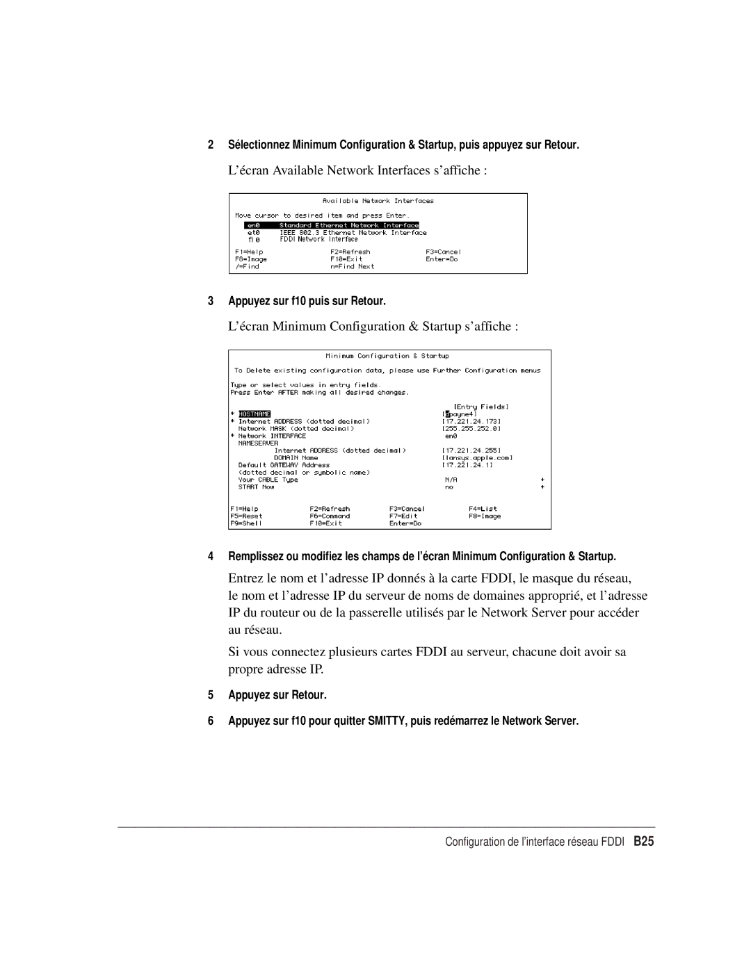 Apple 7600 Series, 7600/200 Series manual ’écran Available Network Interfaces s’affiche 