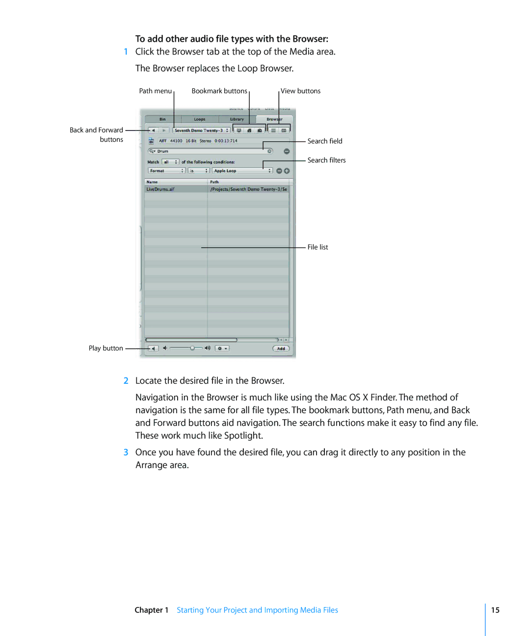 Apple 8 manual To add other audio file types with the Browser 