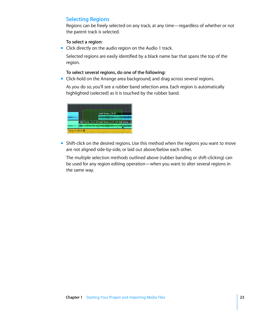 Apple 8 manual Selecting Regions, To select a region, To select several regions, do one of the following 