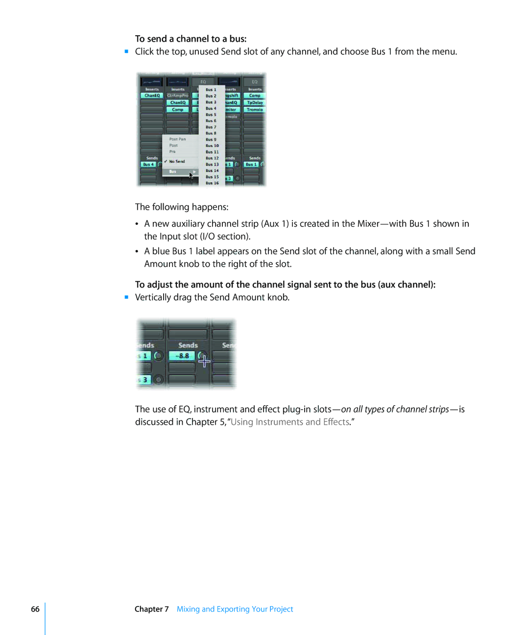 Apple 8 manual To send a channel to a bus 