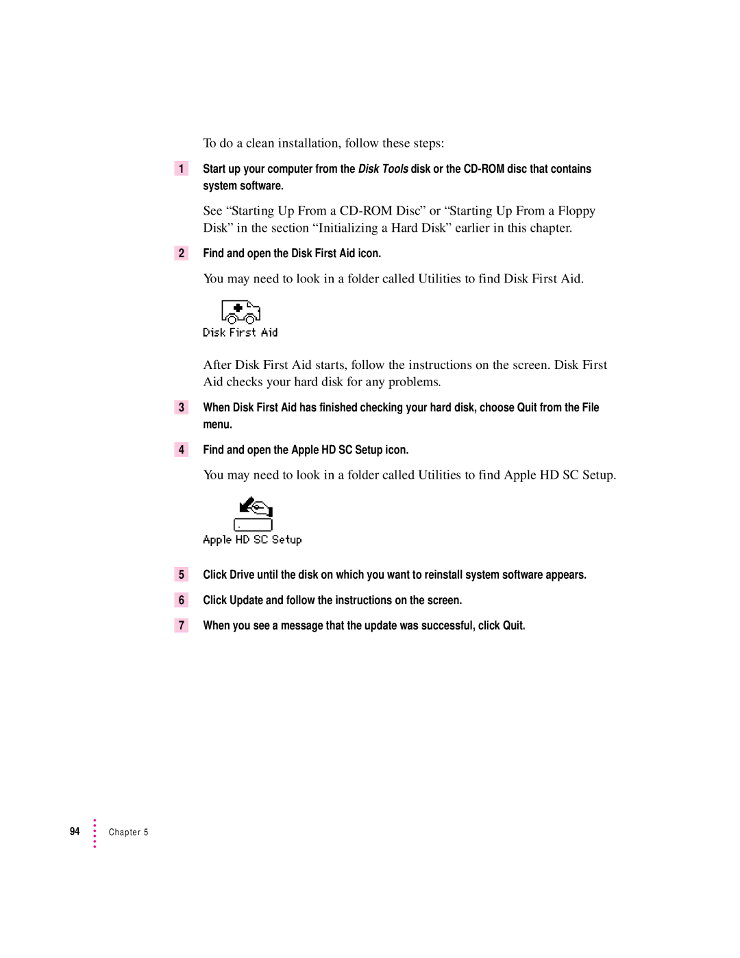 Apple 8100 Series manual To do a clean installation, follow these steps 