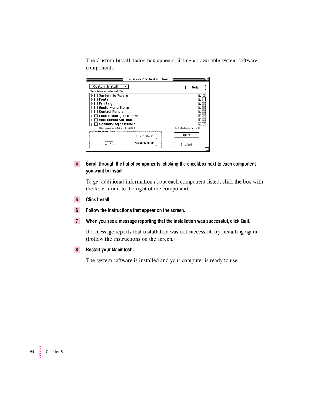 Apple 8100 Series manual Restart your Macintosh 