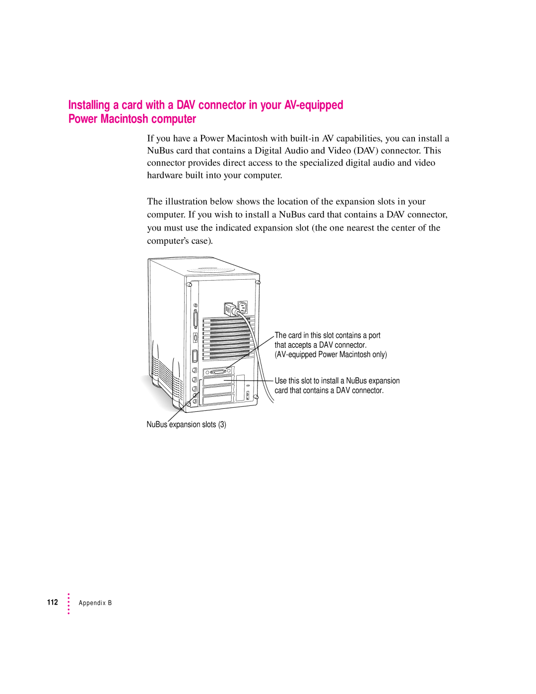 Apple 8100 Series manual NuBus expansion slots 