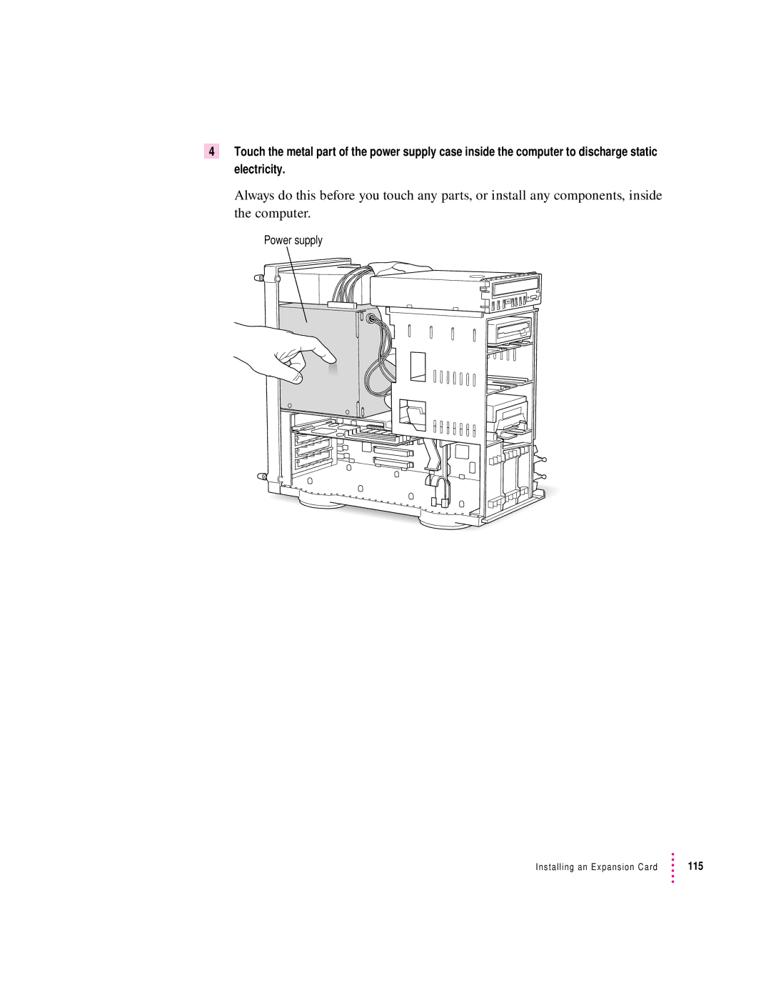 Apple 8100 Series manual Power supply 