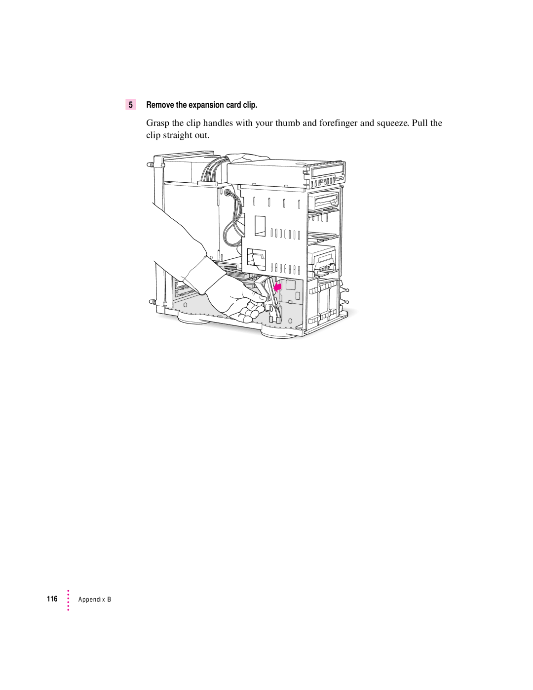 Apple 8100 Series manual Remove the expansion card clip 