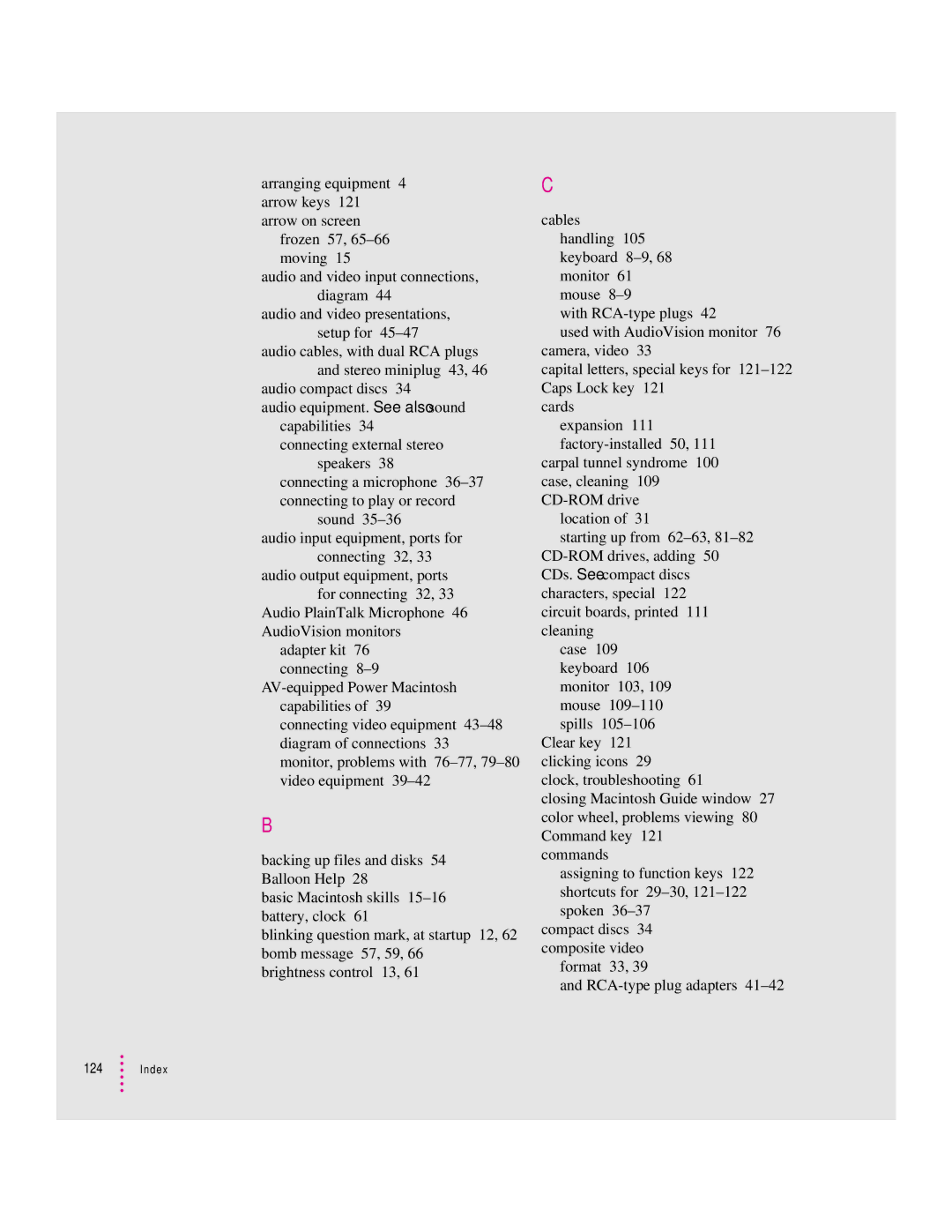 Apple 8100 Series manual Index 