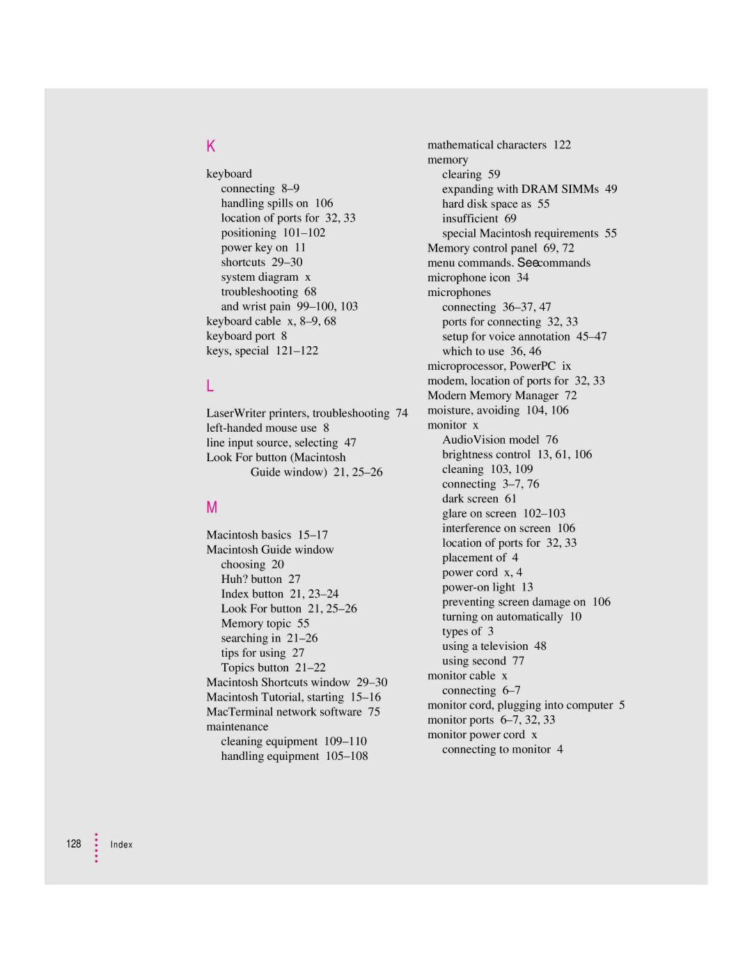 Apple 8100 Series manual Index 