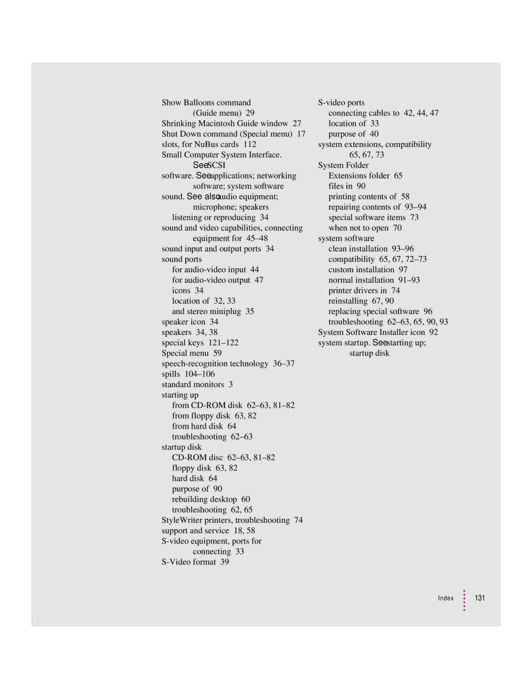 Apple 8100 Series manual Index 