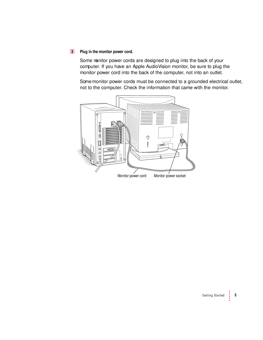 Apple 8100 Series manual Plug in the monitor power cord 