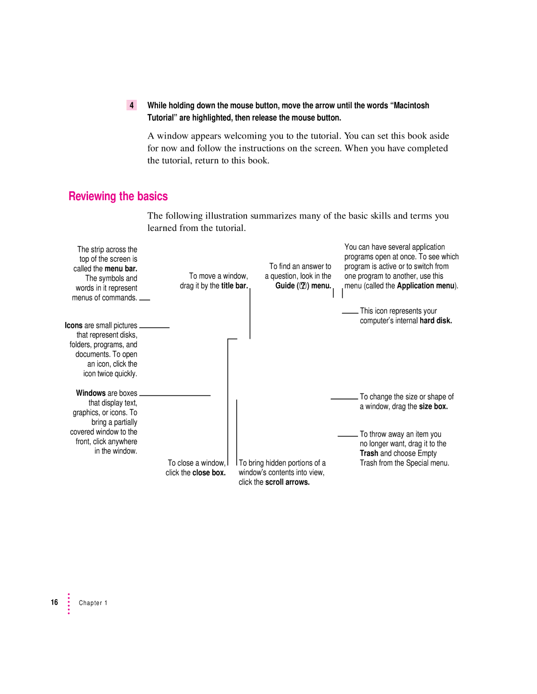 Apple 8100 Series manual Reviewing the basics, Guide h menu 