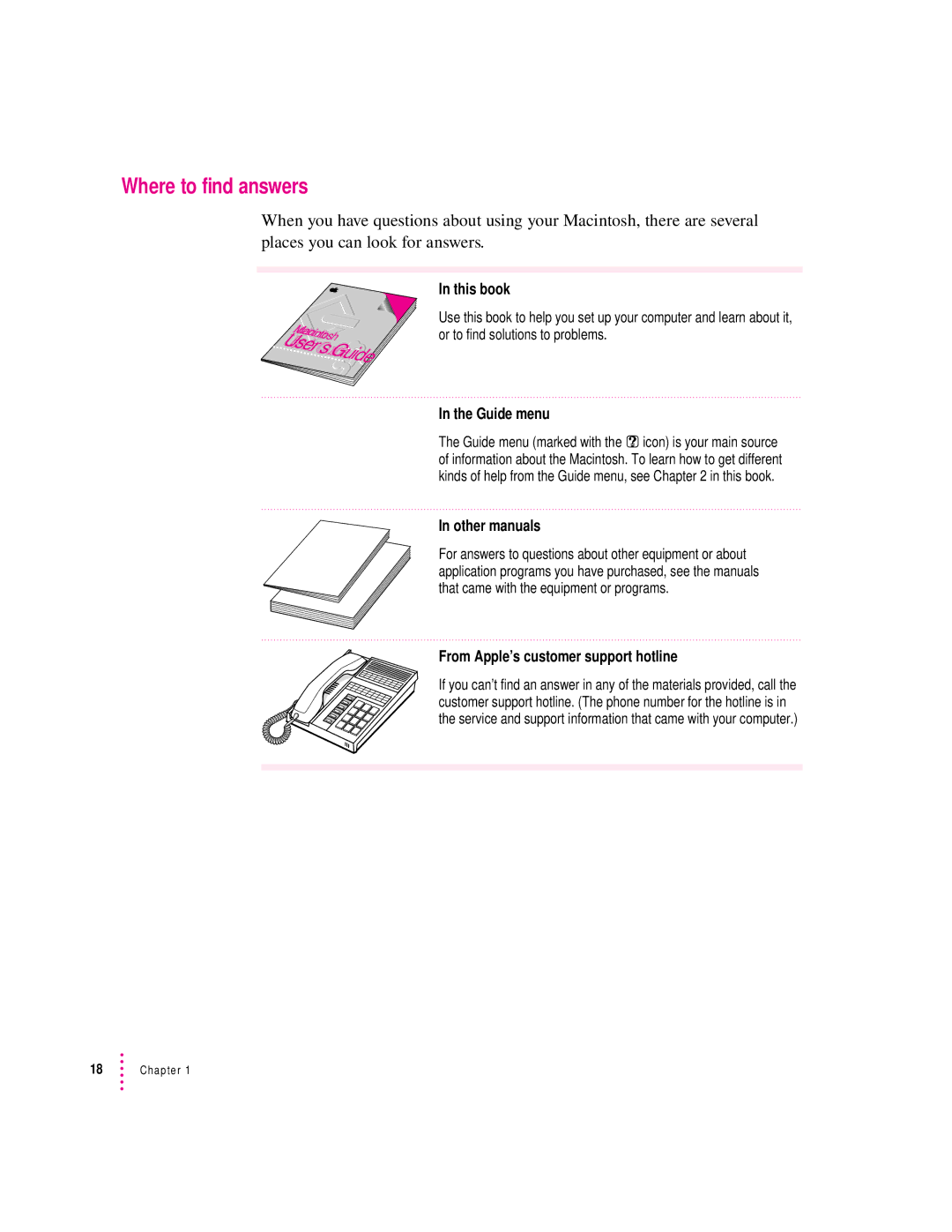 Apple 8100 Series manual Where to find answers, User’sGuide 