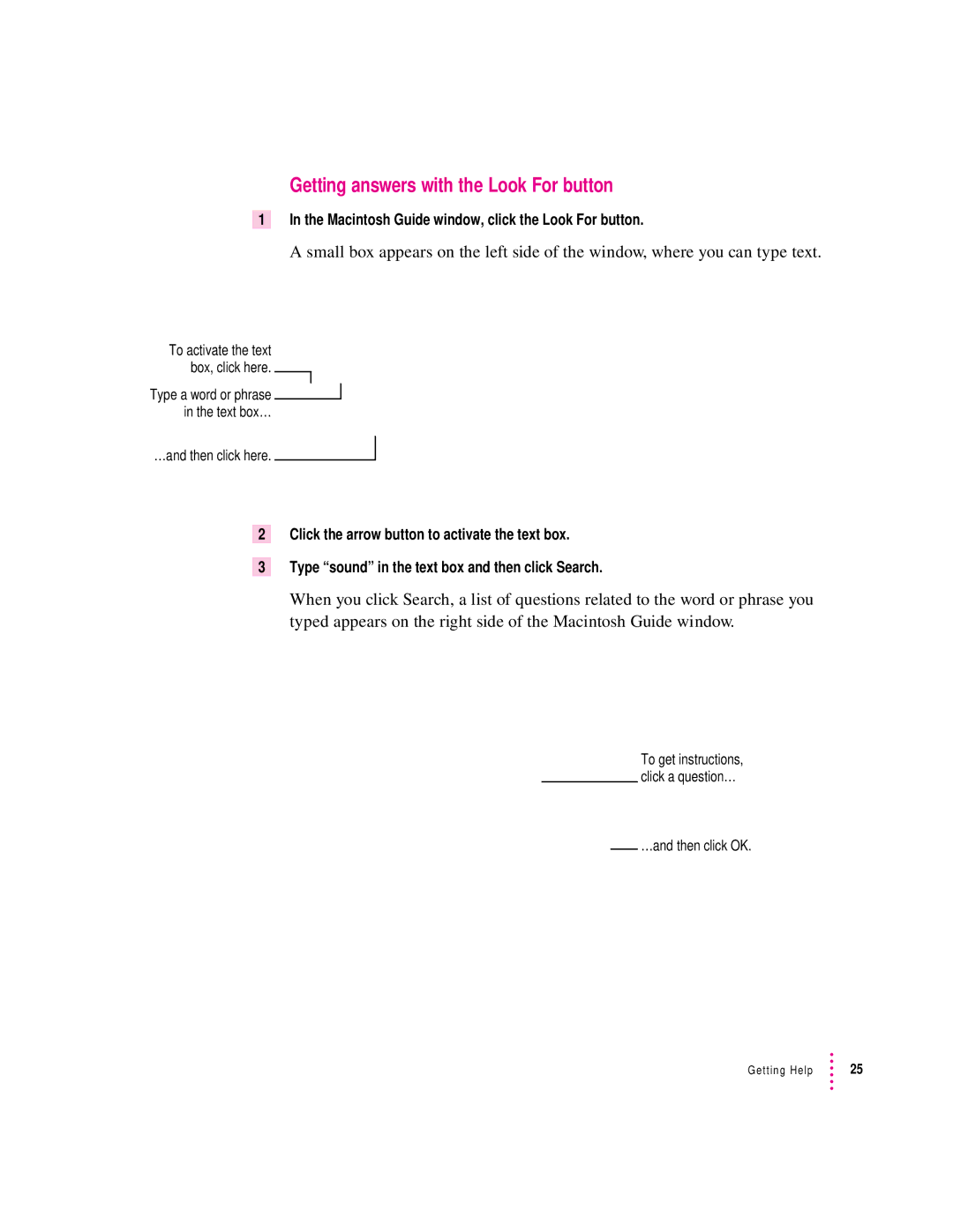 Apple 8100 Series manual Getting answers with the Look For button 