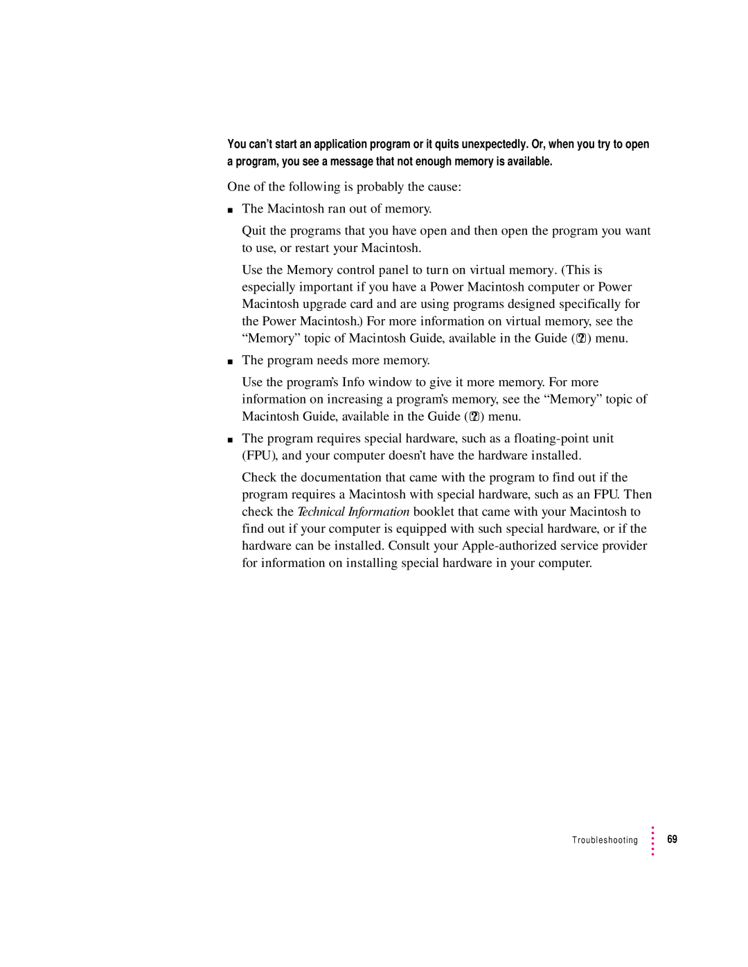 Apple 8100 Series manual Troubleshooting 