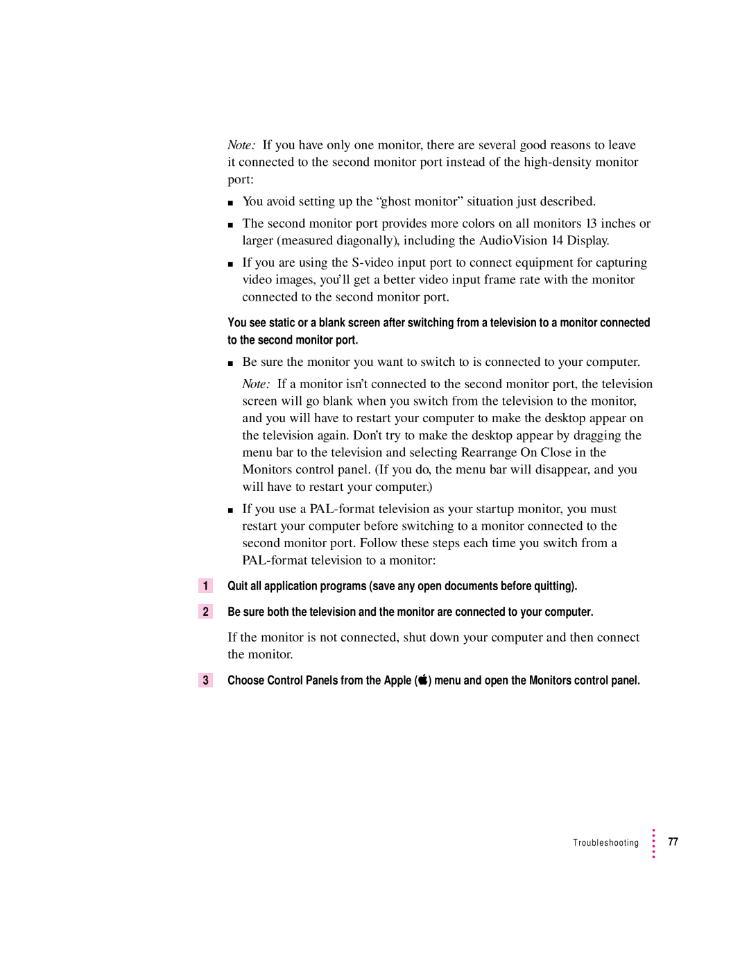 Apple 8100 Series manual Troubleshooting 