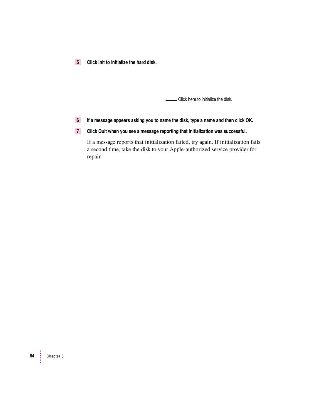 Apple 8100 Series manual Click Init to initialize the hard disk 