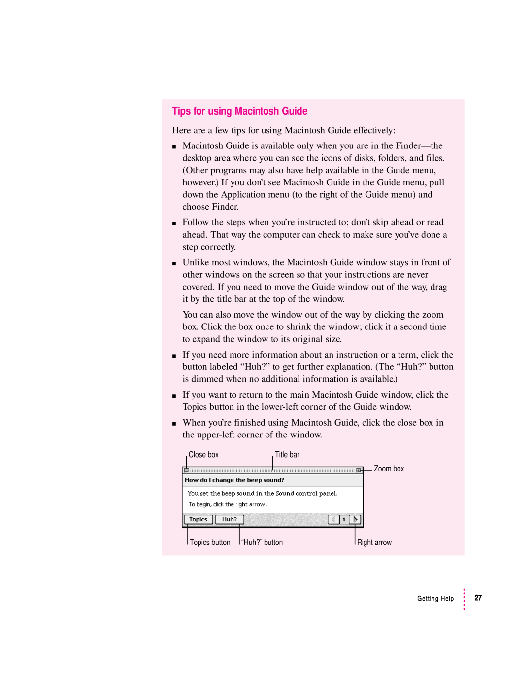 Apple 8100 Series manual Tips for using Macintosh Guide 