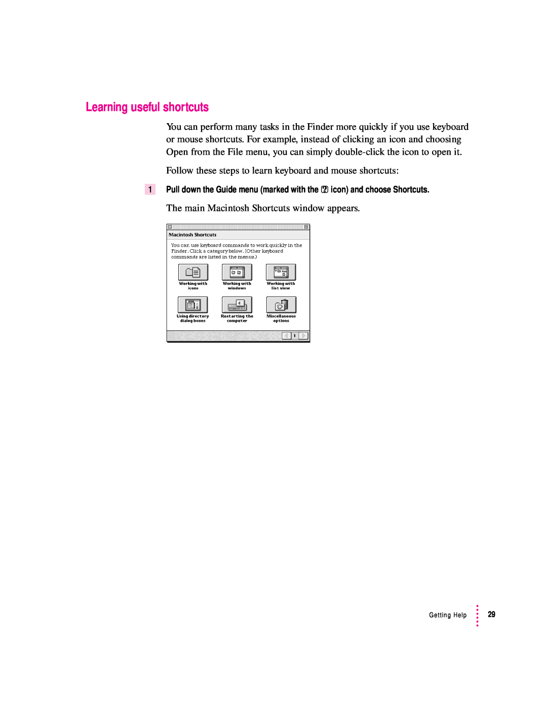 Apple 8100 Series manual Learning useful shortcuts 