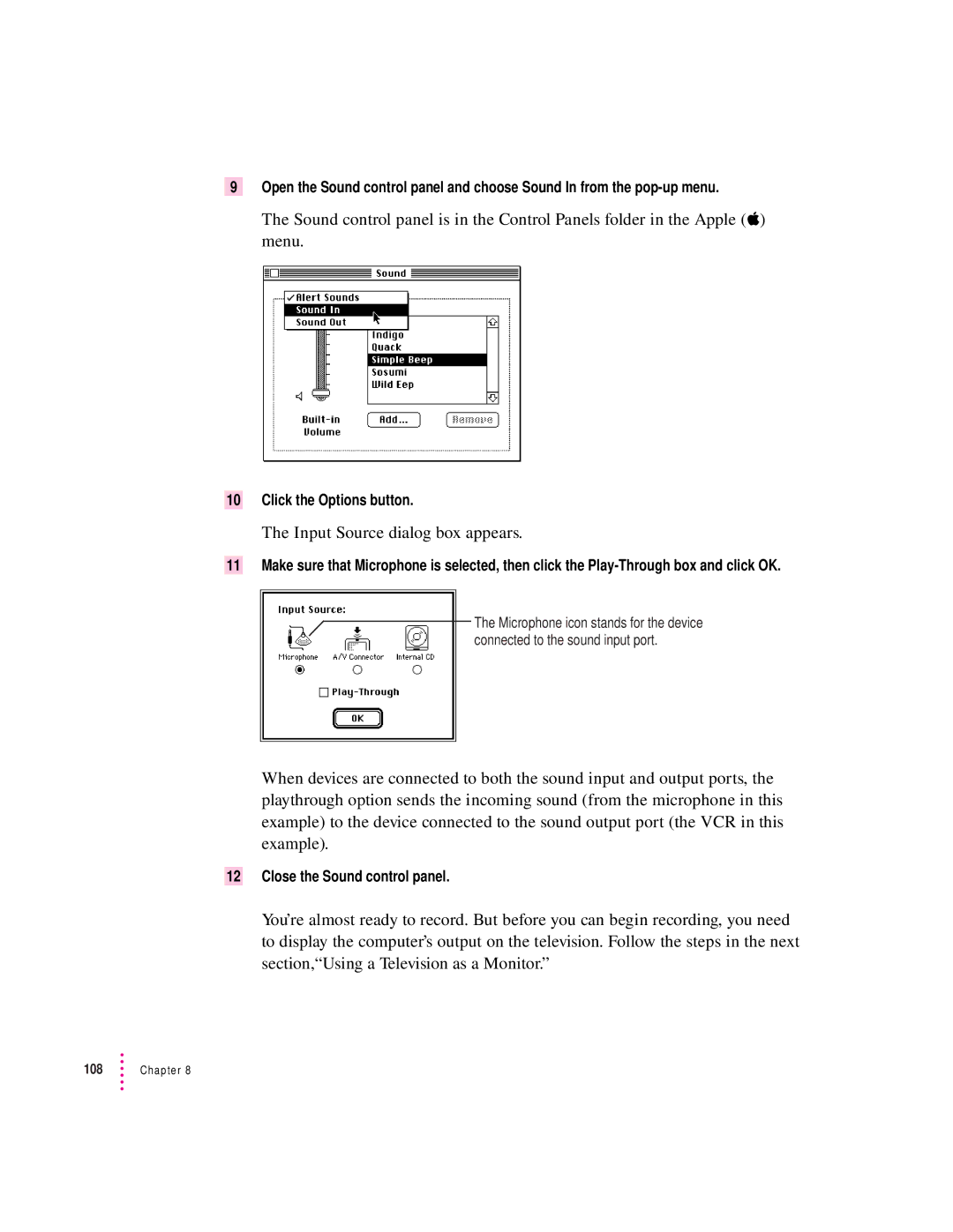 Apple 8100/80AV manual Input Source dialog box appears 