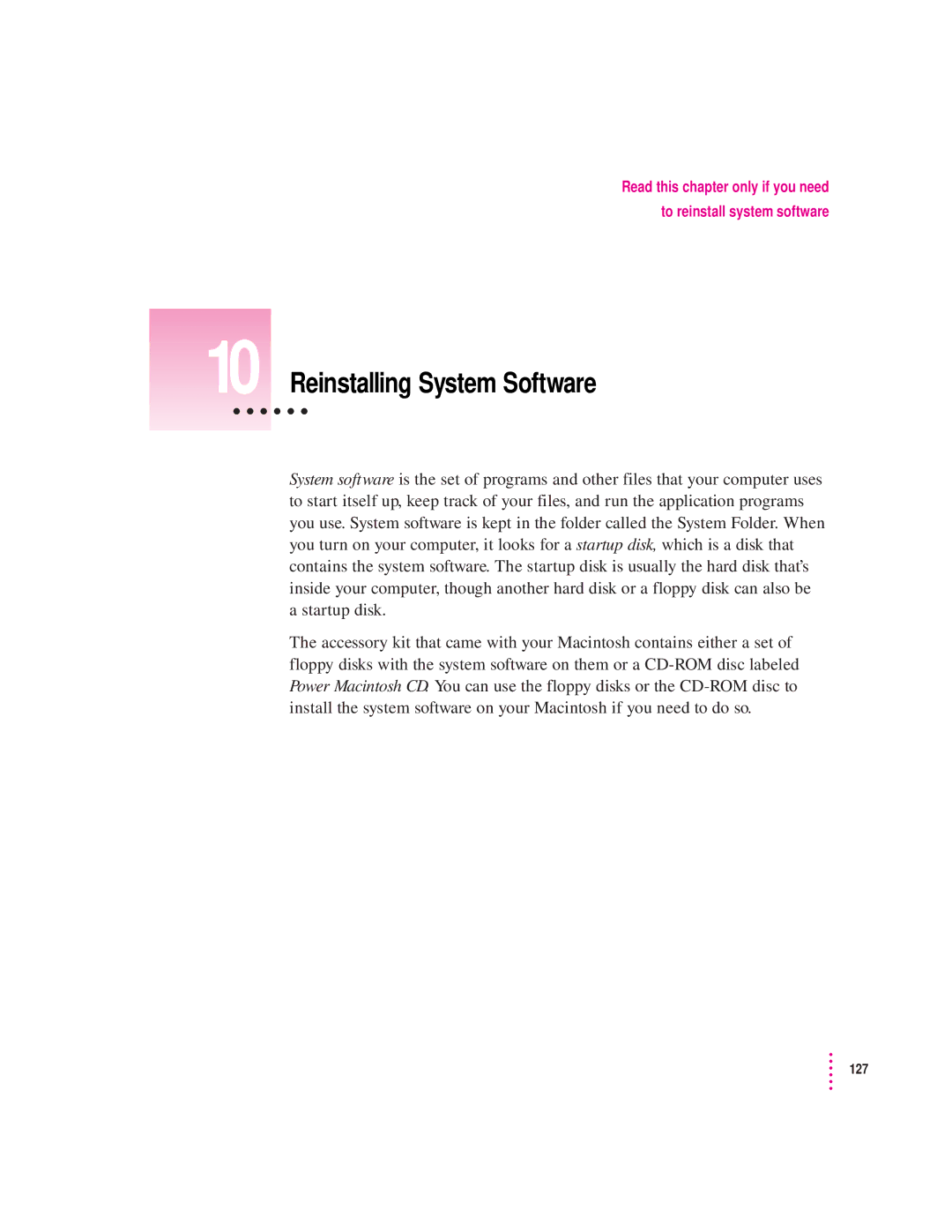 Apple 8100/80AV manual Reinstalling System Software 