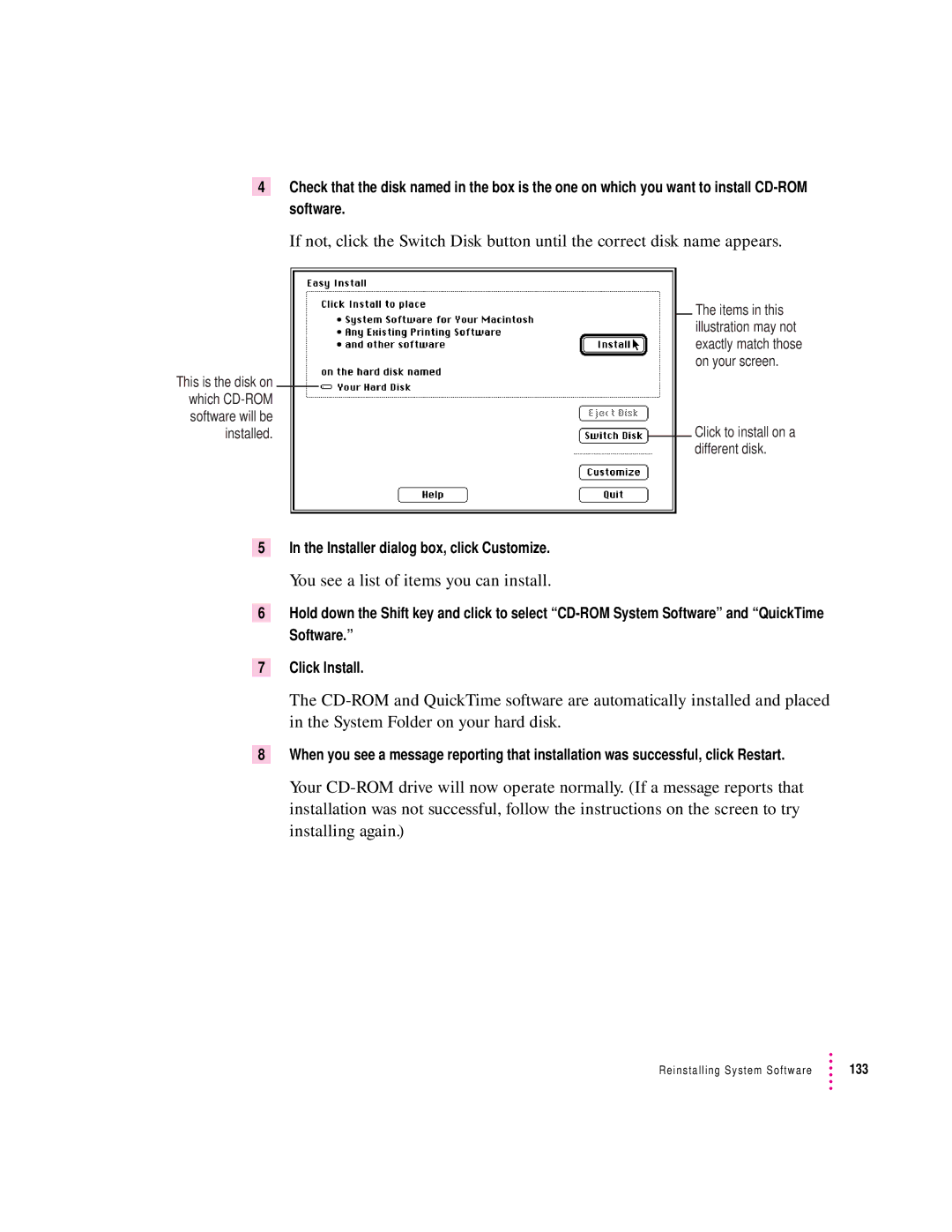 Apple 8100/80AV manual You see a list of items you can install 