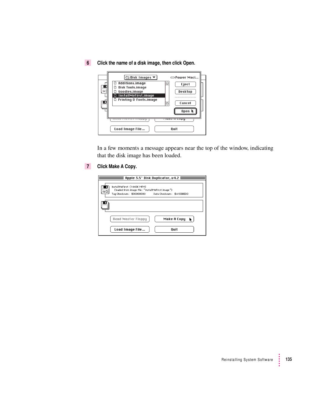 Apple 8100/80AV manual Click the name of a disk image, then click Open 