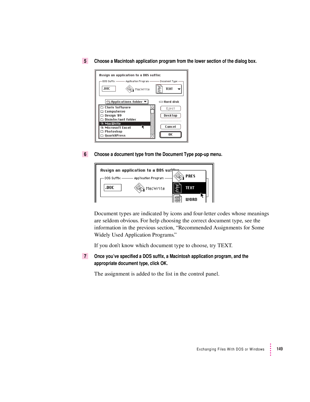 Apple 8100/80AV manual Assignment is added to the list in the control panel 