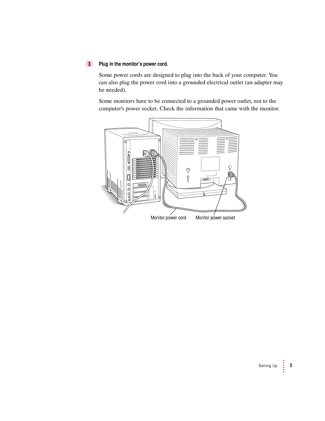 Apple 8100/80AV manual Plug in the monitor’s power cord 