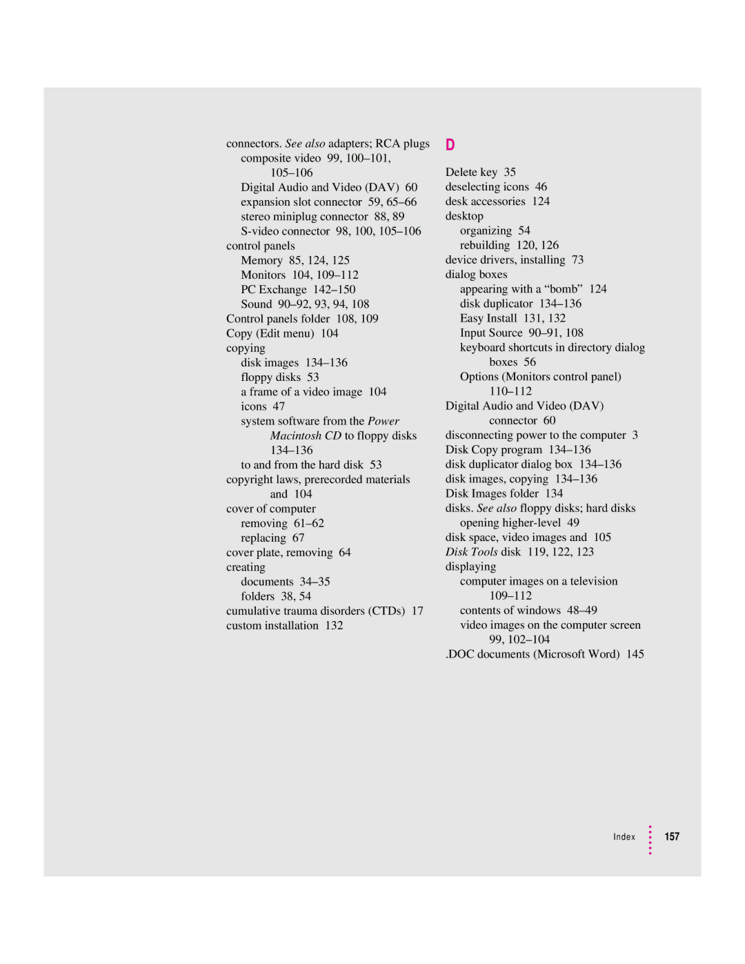 Apple 8100/80AV manual Index 