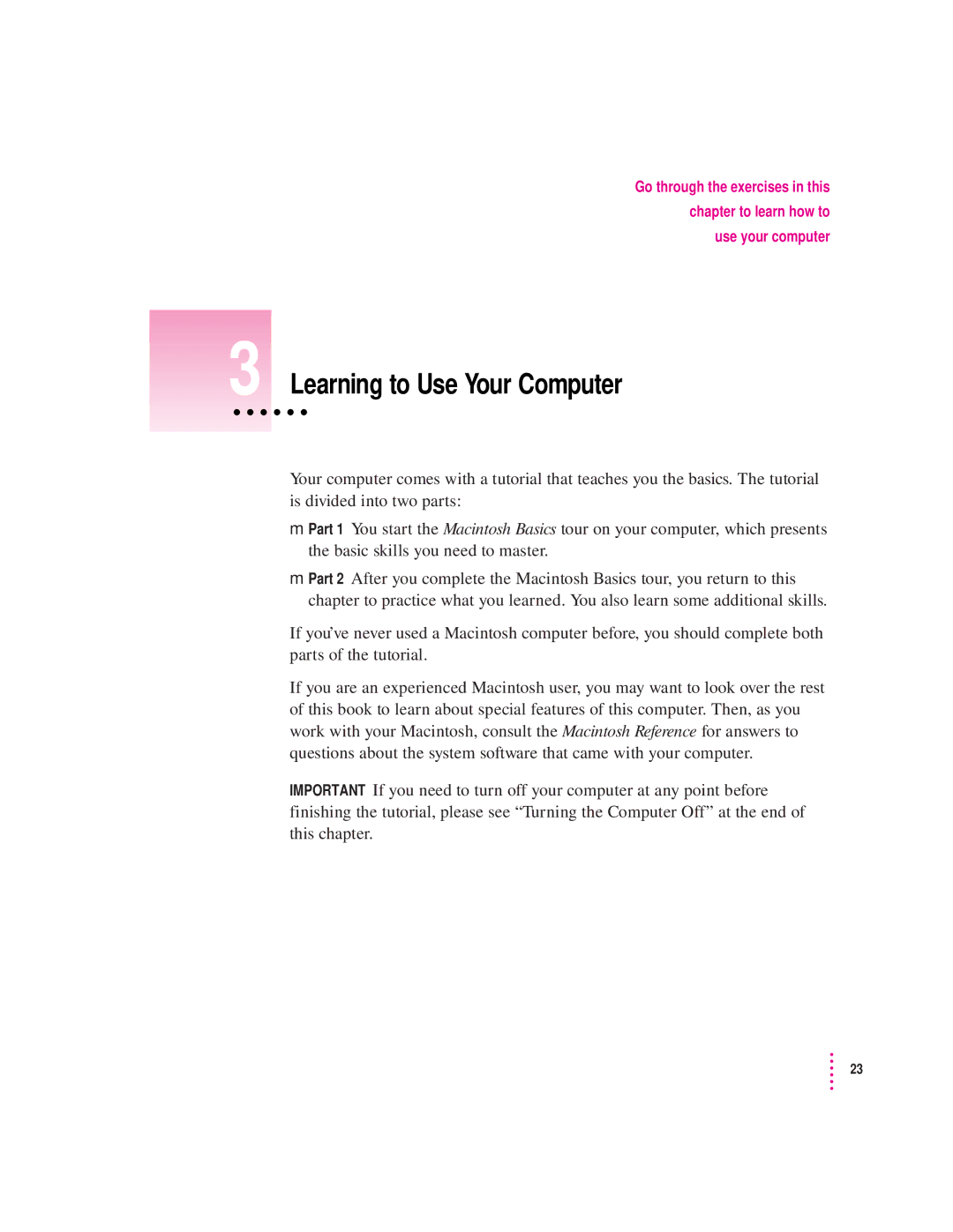 Apple 8100/80AV manual Learning to Use Your Computer 