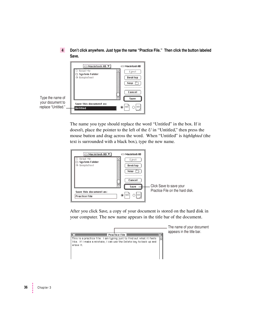 Apple 8100/80AV manual Click Save to save your Practice File on the hard disk 