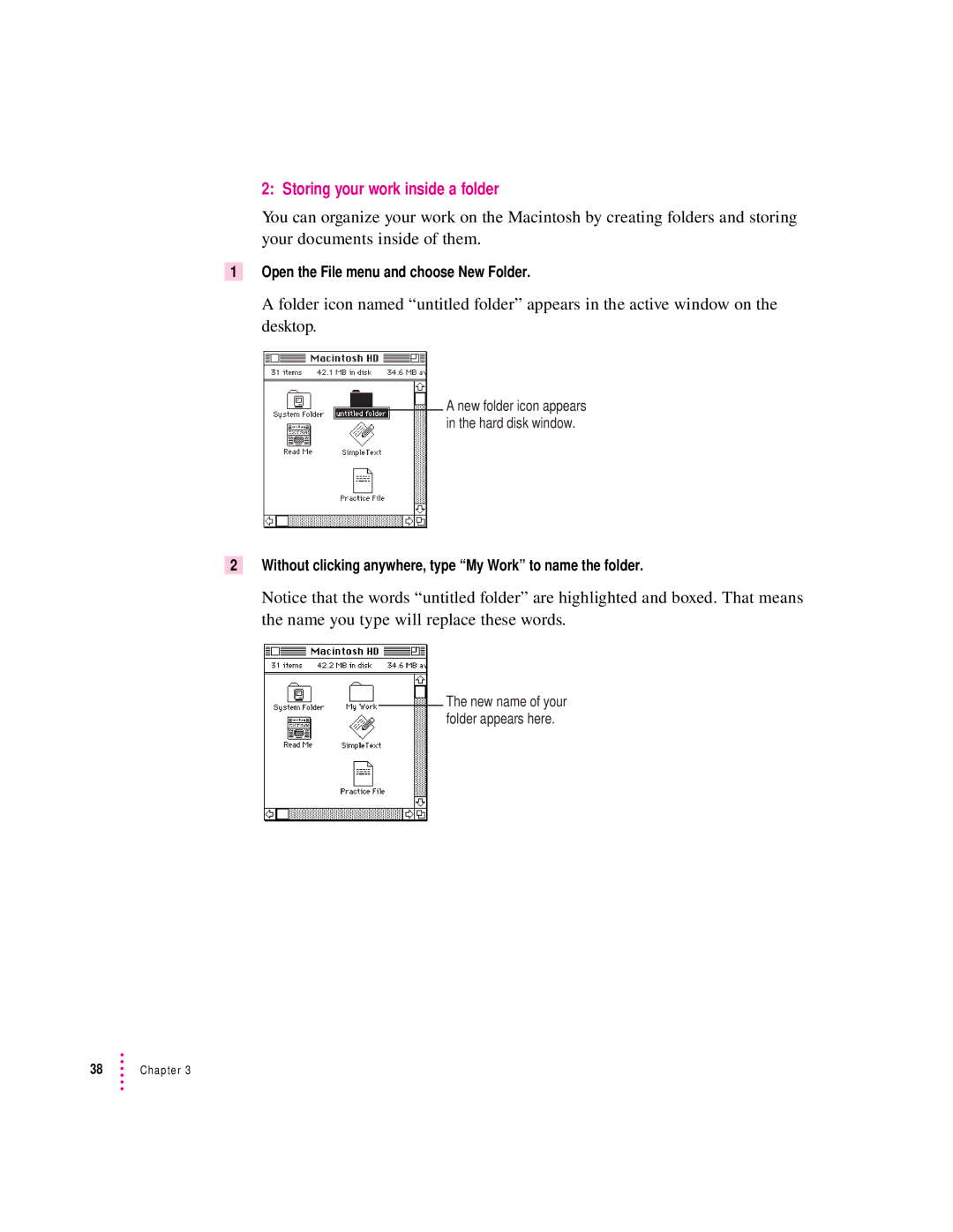 Apple 8100/80AV manual Storing your work inside a folder 