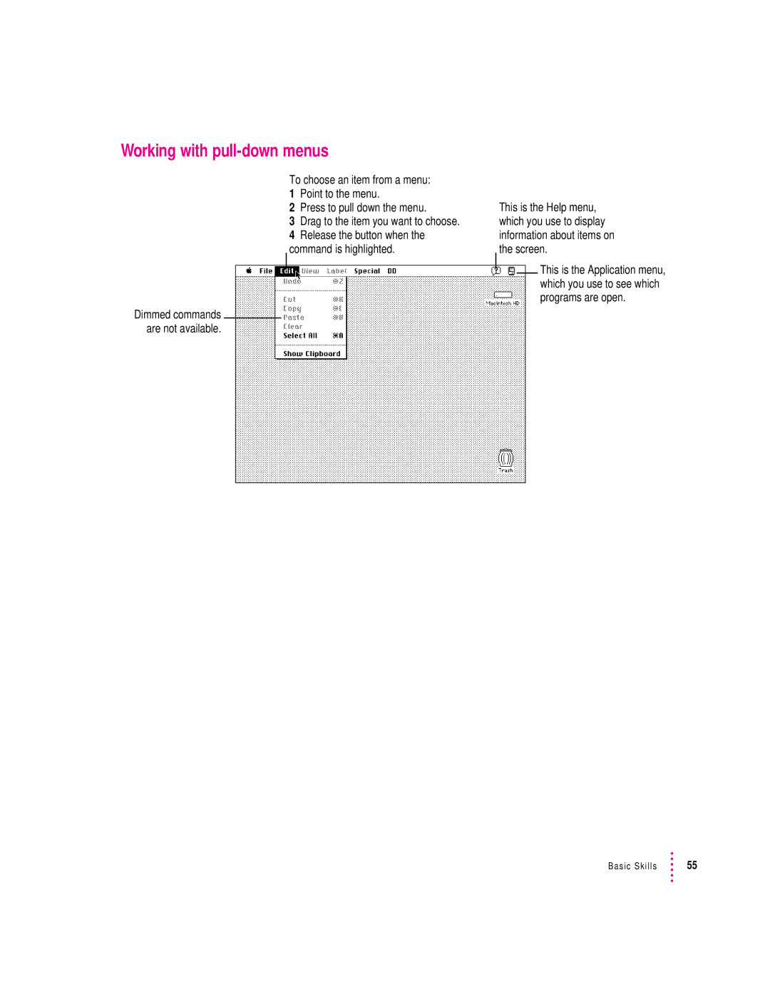 Apple 8100/80AV manual Working with pull-down menus 