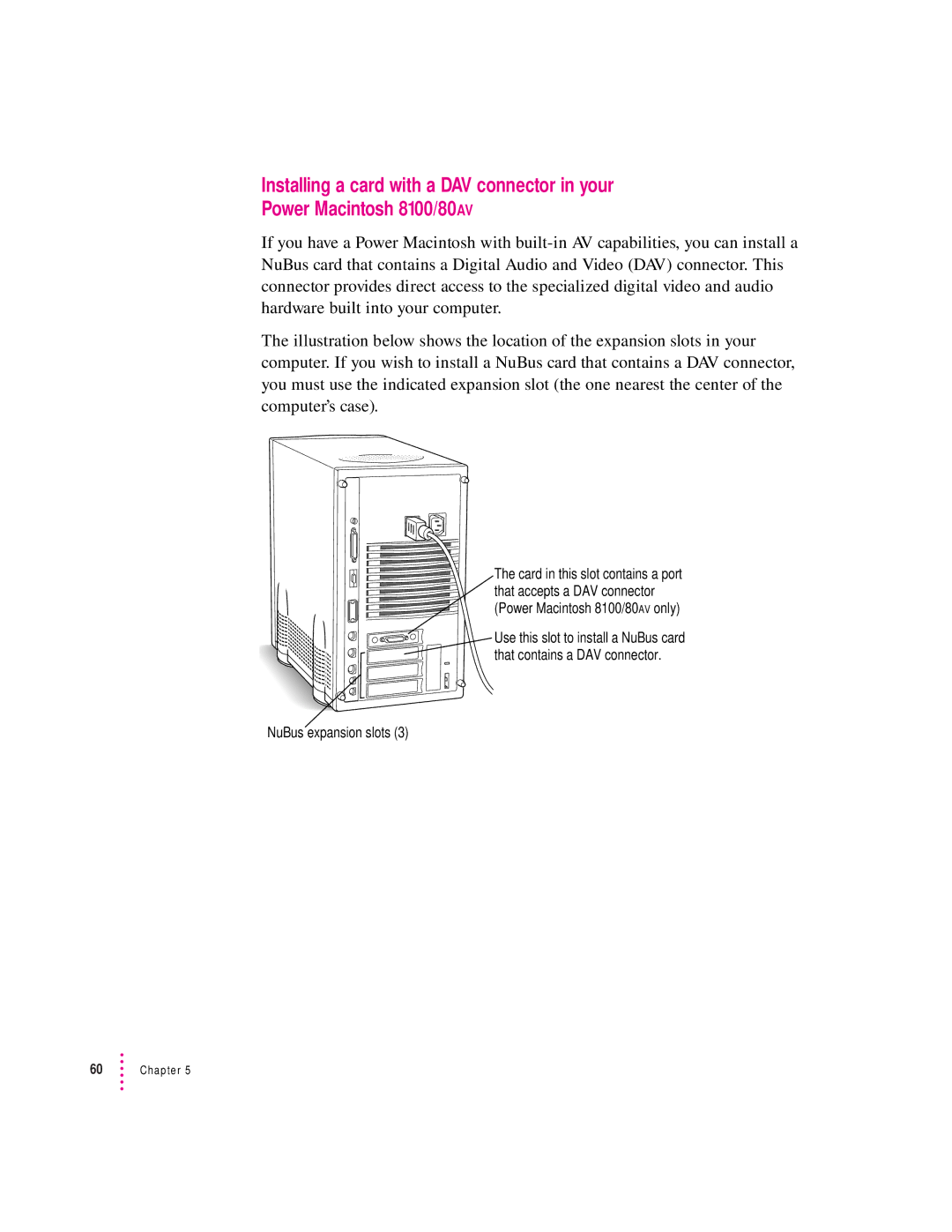 Apple 8100/80AV manual NuBus expansion slots 