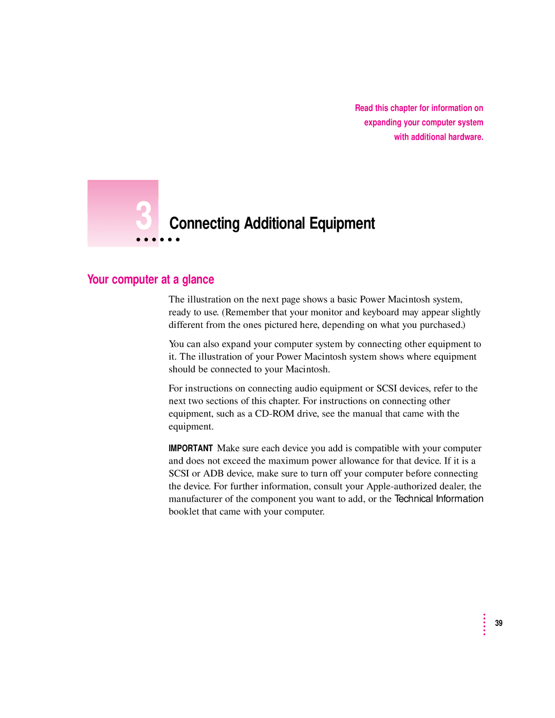 Apple 8200 appendix Connecting Additional Equipment, Your computer at a glance 