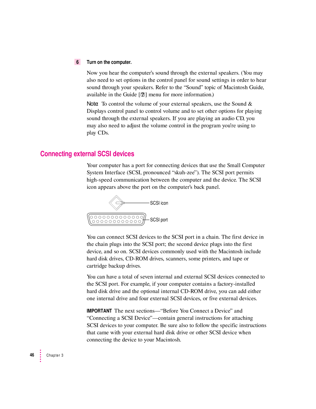 Apple 8200 appendix Connecting external Scsi devices 