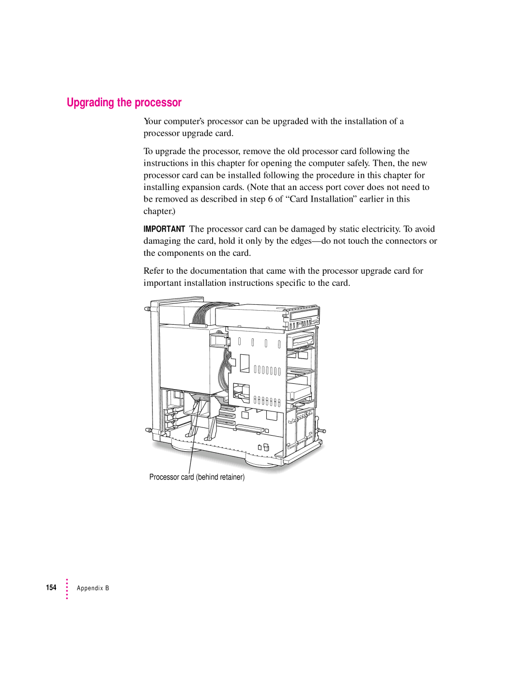 Apple 8500 Series, 8500/150 Series appendix Upgrading the processor 