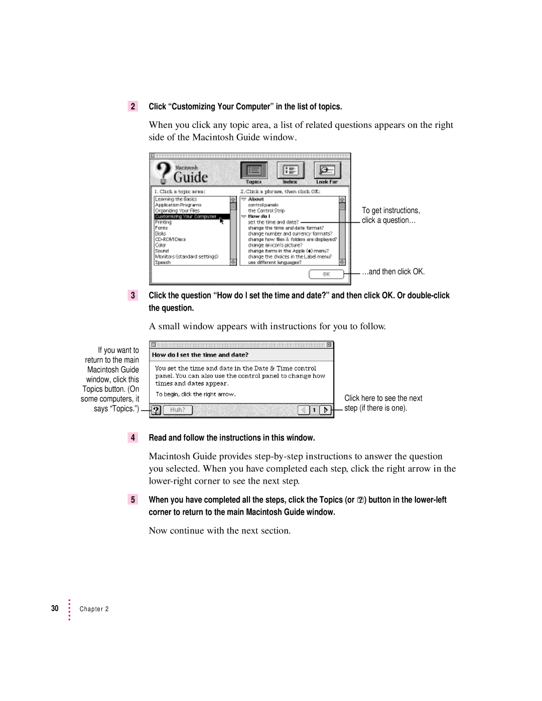 Apple 8500 Series appendix Small window appears with instructions for you to follow, Now continue with the next section 