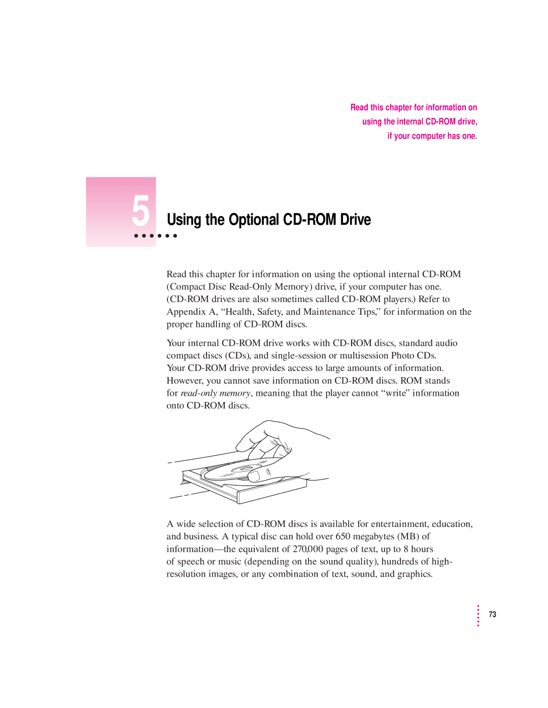 Apple 8500/150 Series, 8500 Series appendix Using the Optional CD-ROM Drive 