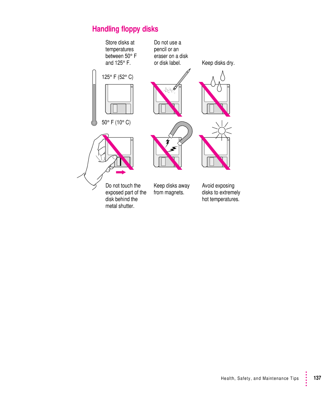 Apple 8500 manual Handling floppy disks 