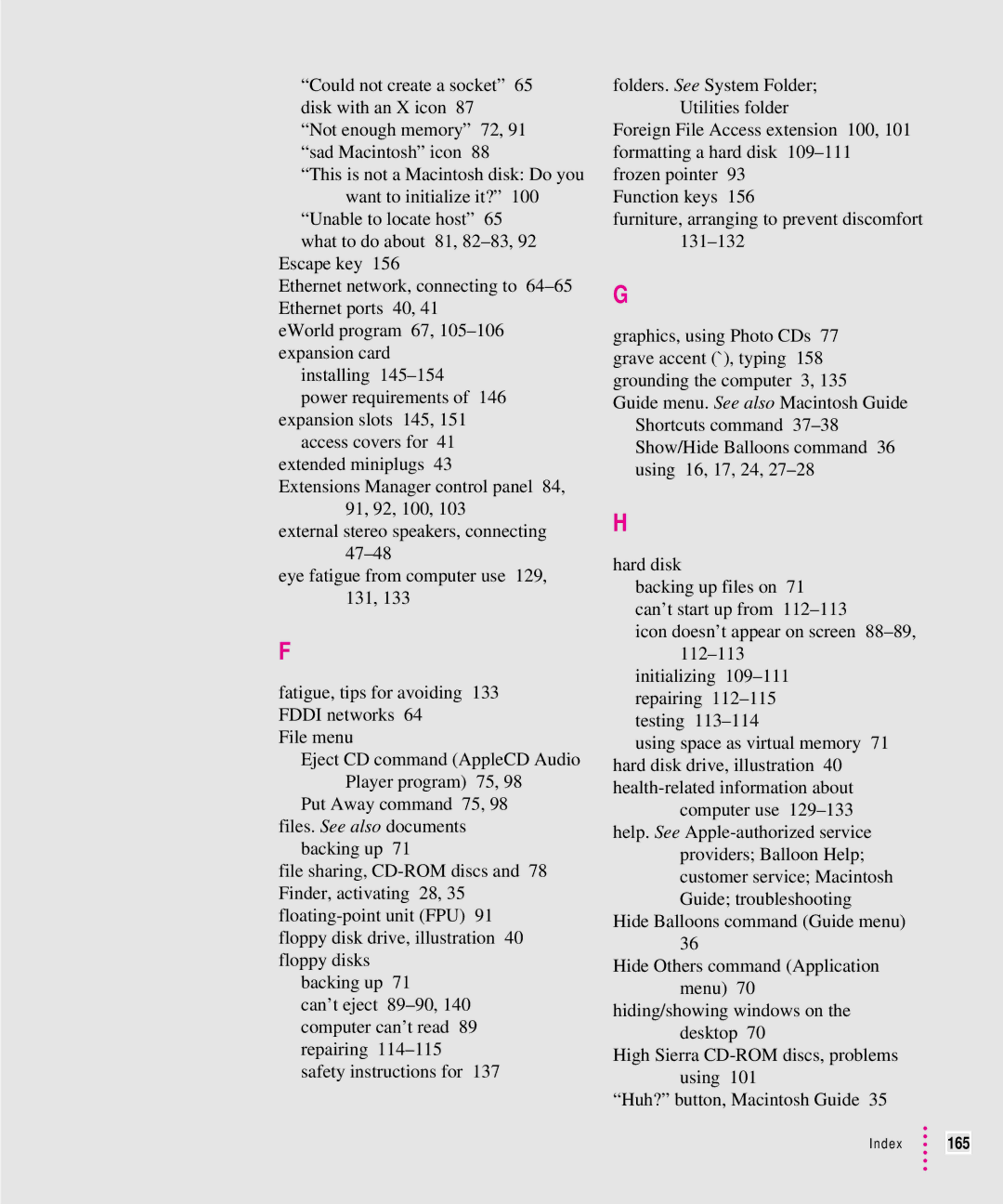 Apple 8500 manual Index 