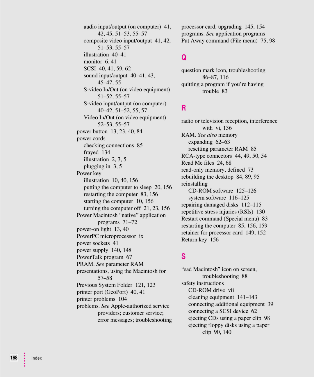 Apple 8500 manual Index 