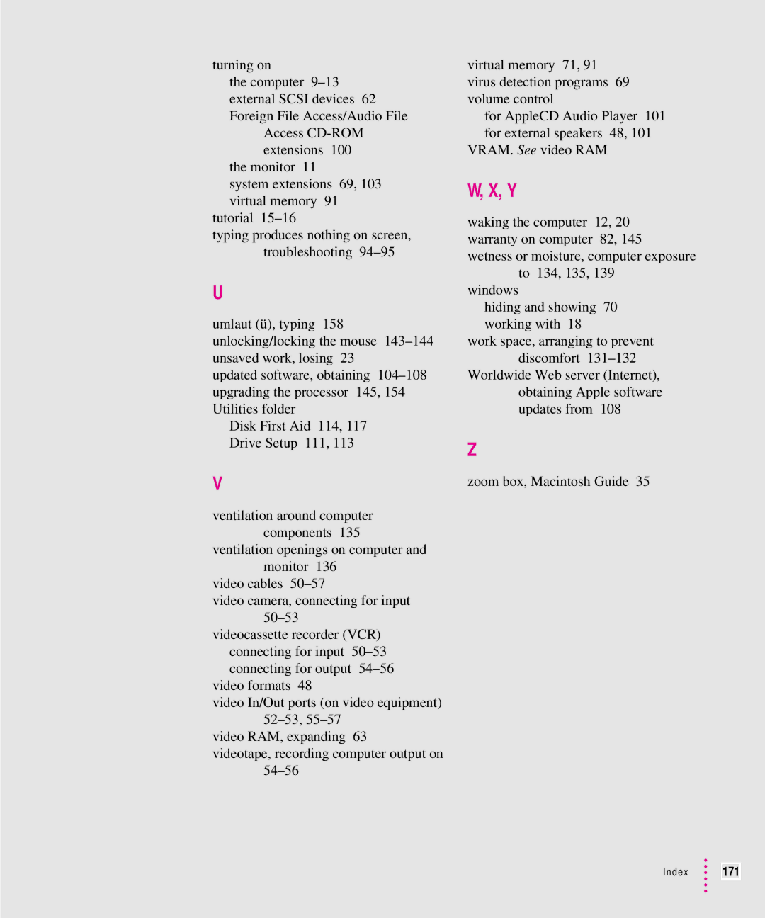 Apple 8500 manual Index 