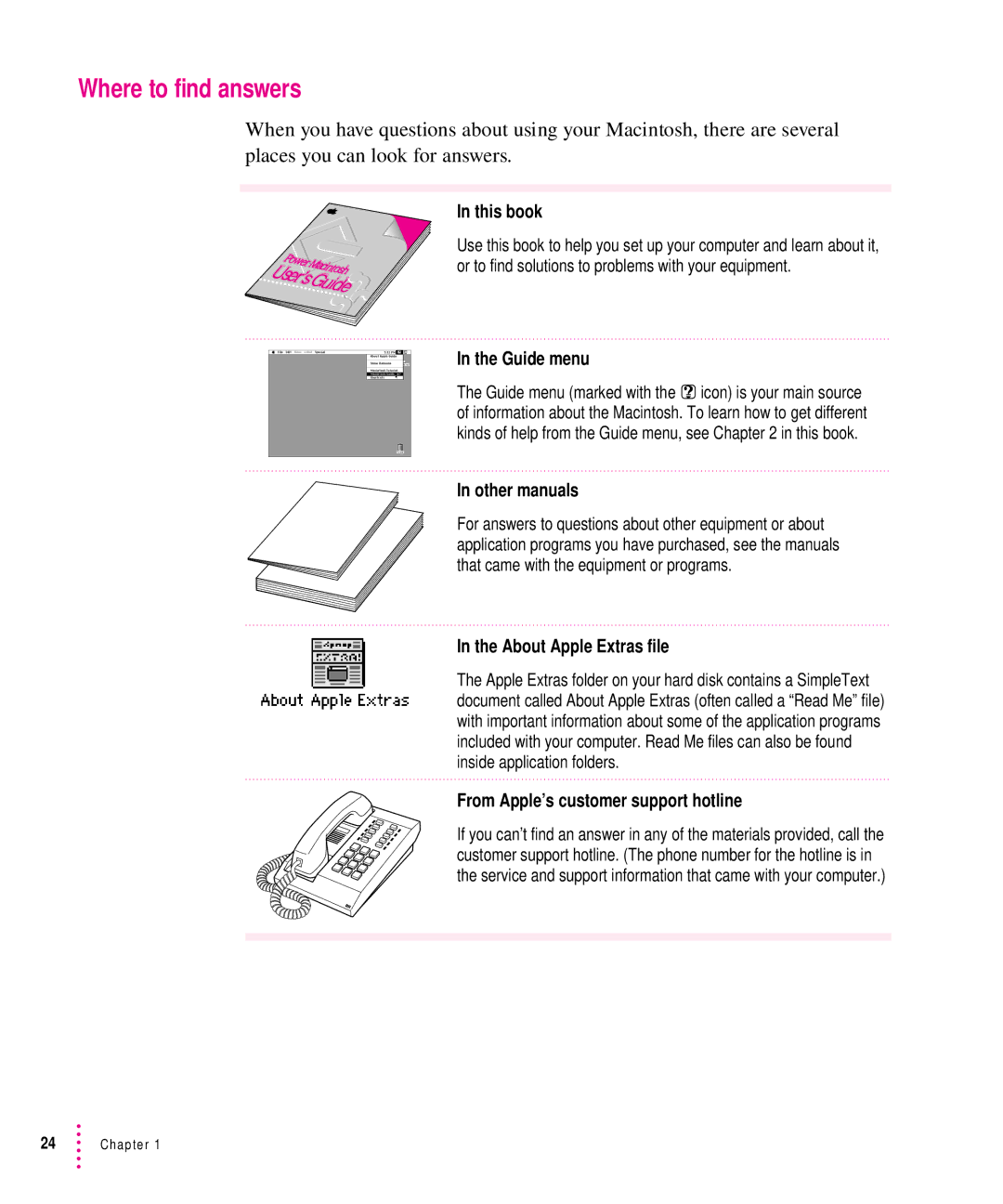 Apple 8500 manual Where to find answers 