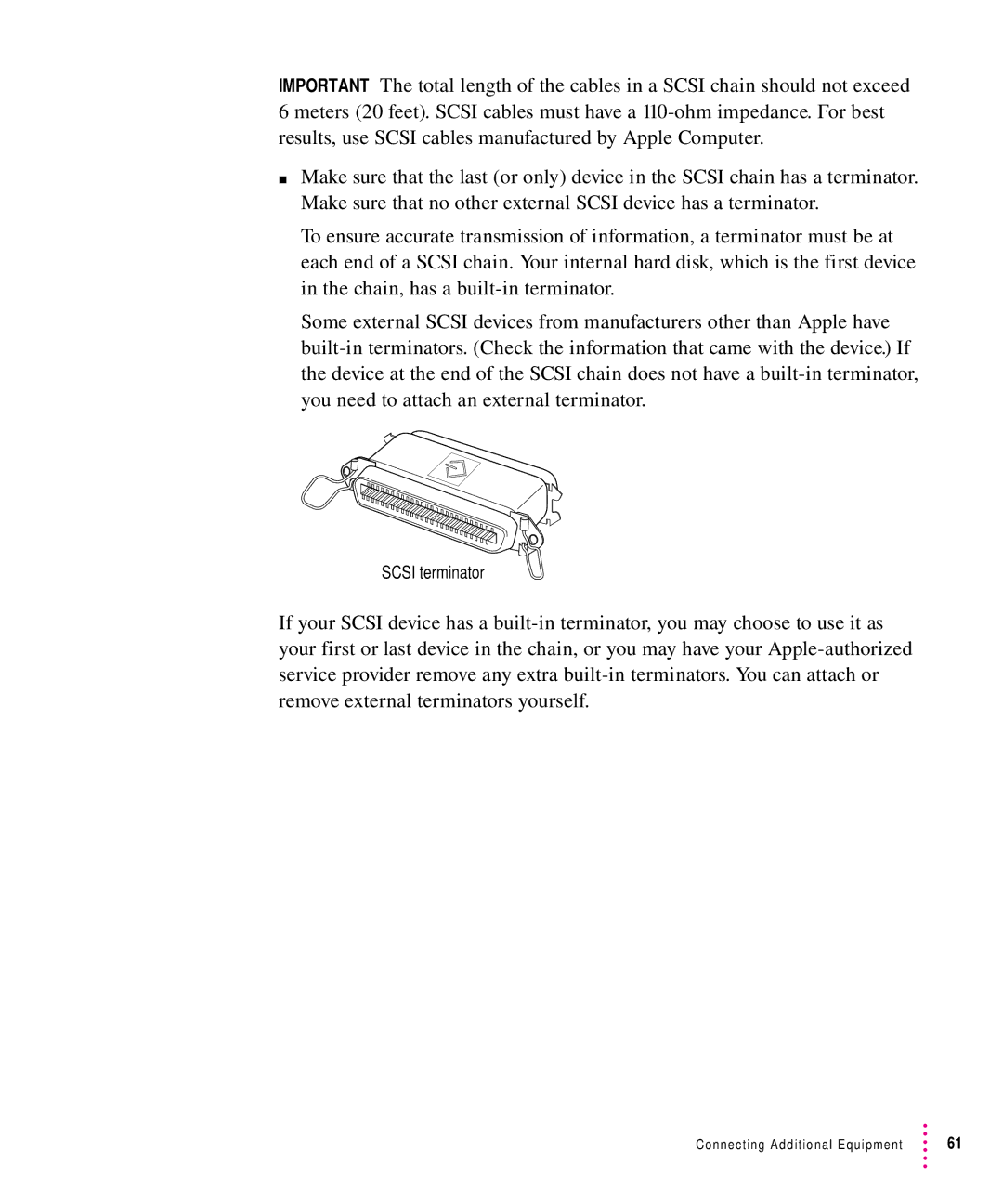 Apple 8500 manual Scsi terminator 