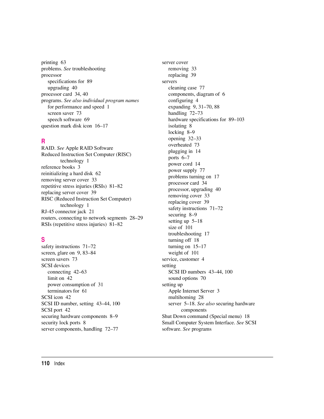 Apple 8550 technical specifications Index 